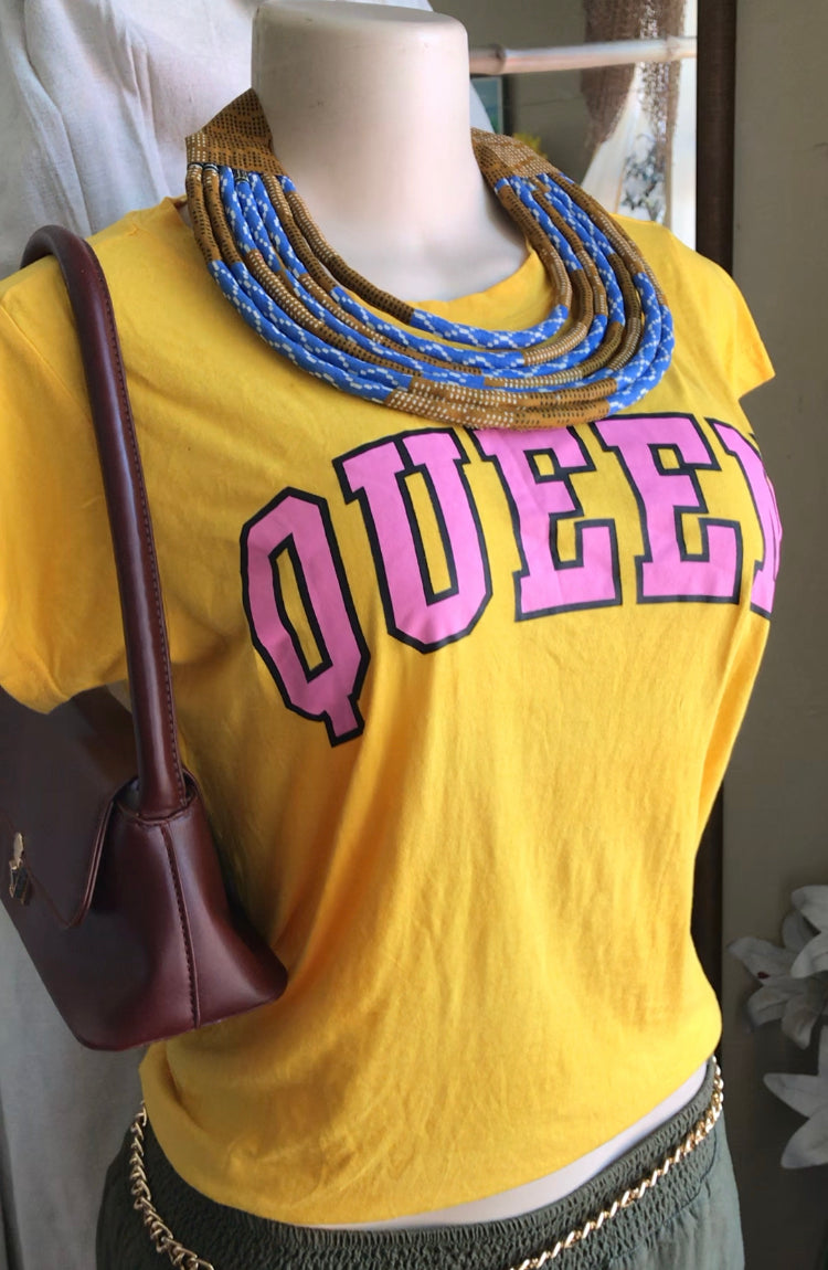 QUEEN graphic tee mustard 100& cotton... best fit M to XL ,,,