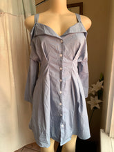 Load image into Gallery viewer, Off the shoulder shirt dress with corset style waist . L
