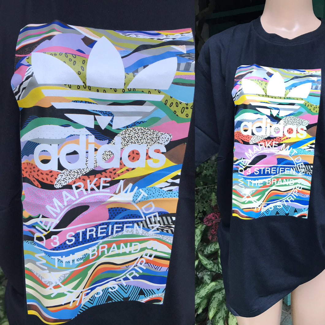 New Adidas Multi Pattern Graphic Tee Blue ;;; /xl :  2X