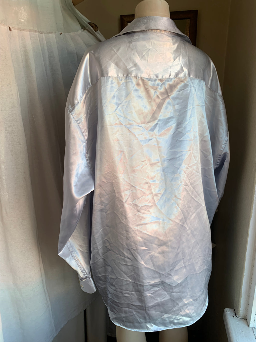 vintage Metallic silver Men’s occasion shirt … Size 18 /xl : 2x