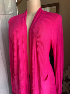 Hot pink soft knit cardigan >>> fits up to L