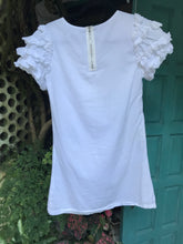 Load image into Gallery viewer, white organic mini tunic dress ruffle sleeve . S ,,,
