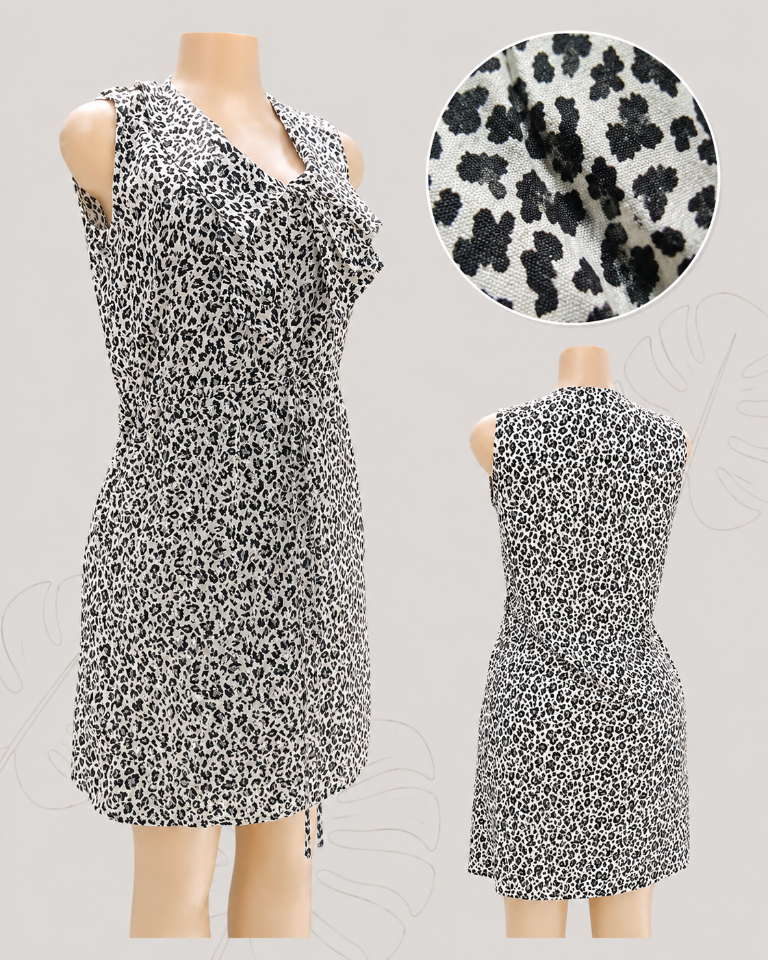 cheetah sleeveless tunic dress ruffle neck . large