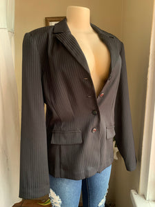 Black long pinstripe vintage blazer >>> size 14