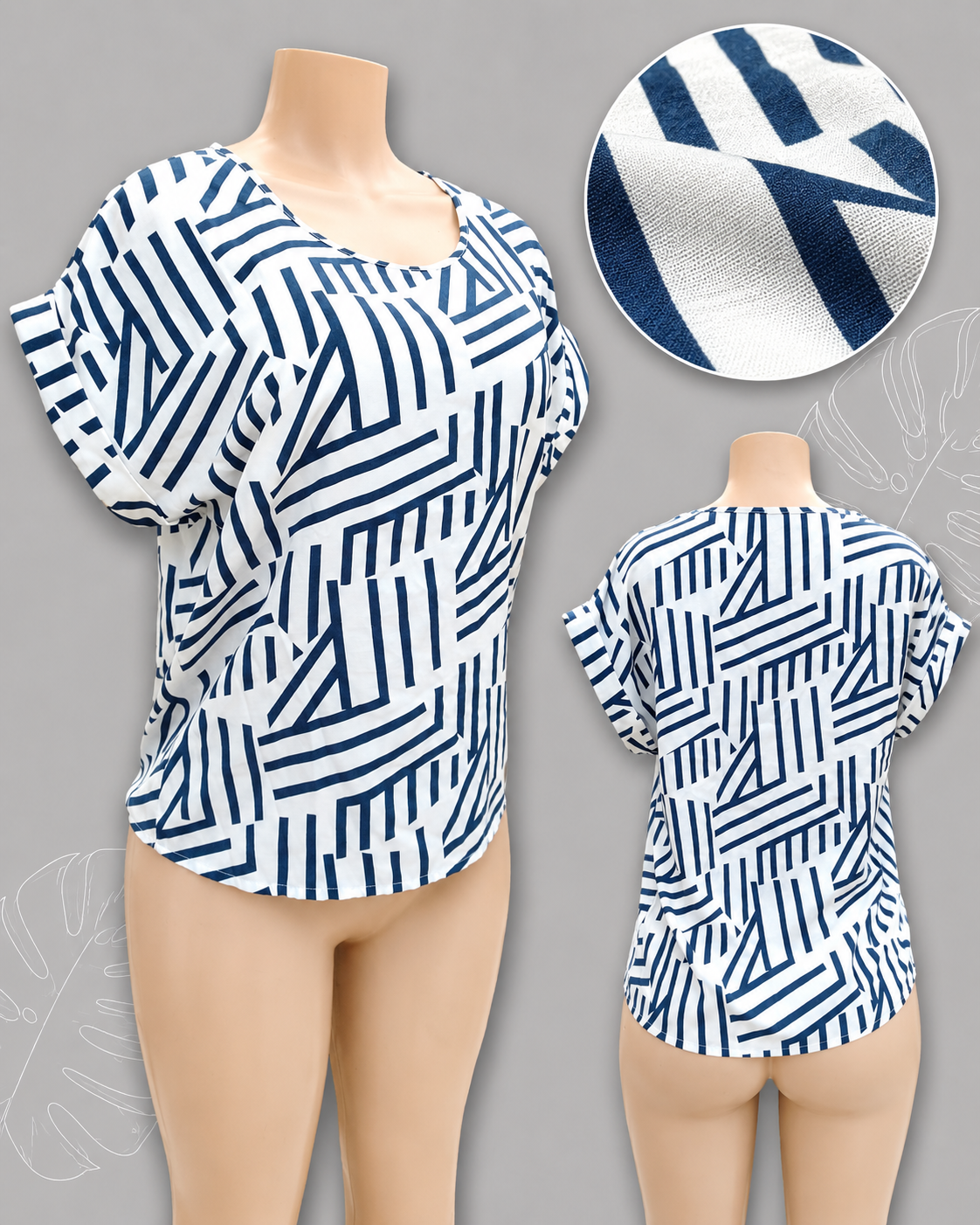 navy geo print work top ... m