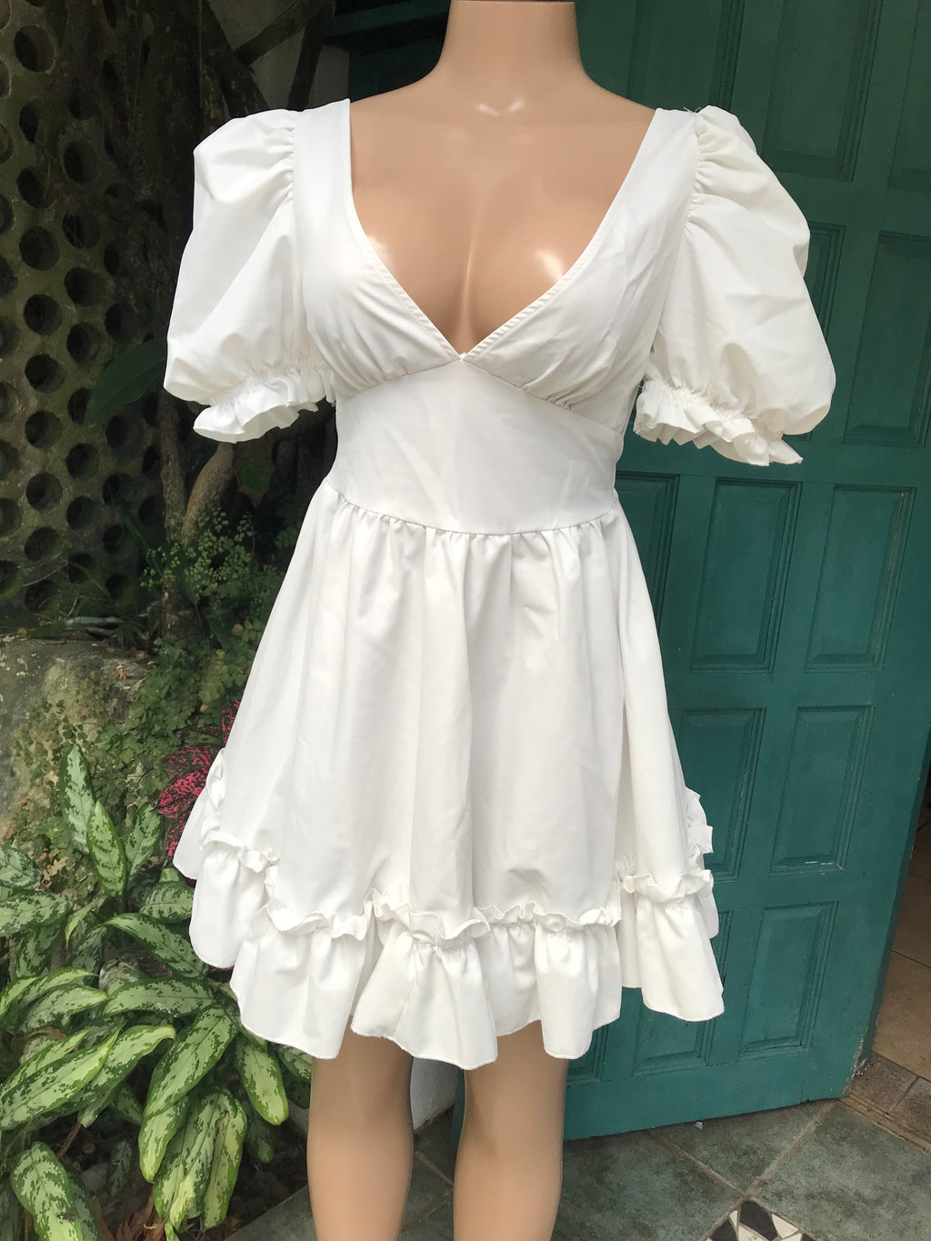 white peasant mini dress s/m