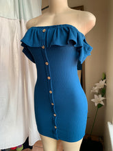 Load image into Gallery viewer, Off the shoulder ruffle sleeve mini dress / slll
