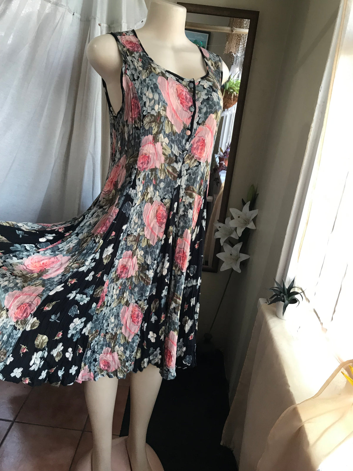 vintage floral button dress