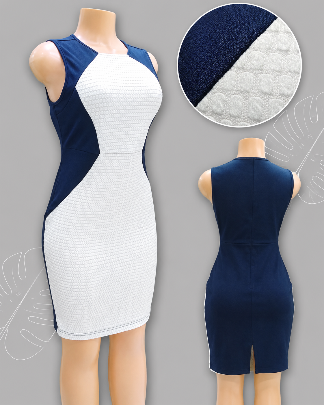 navy white fitted professional dress . large