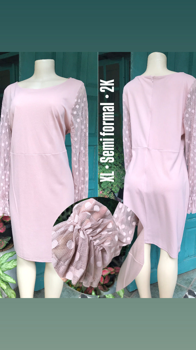 blush sheer bell sleeve professional dress . /xl