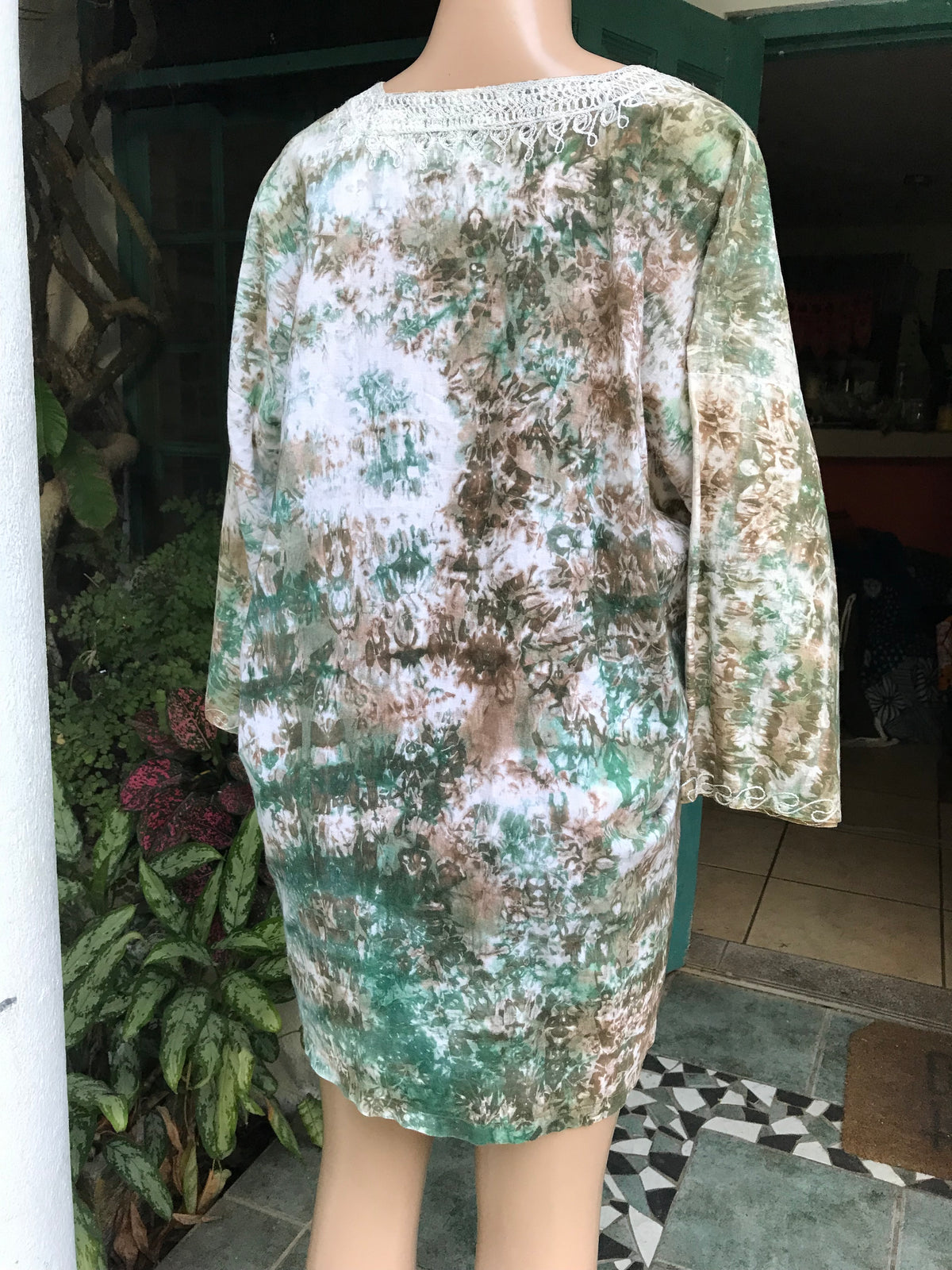 vintage earth tones organic tie dye long sleeve top with pockets … /xl :2x,,,