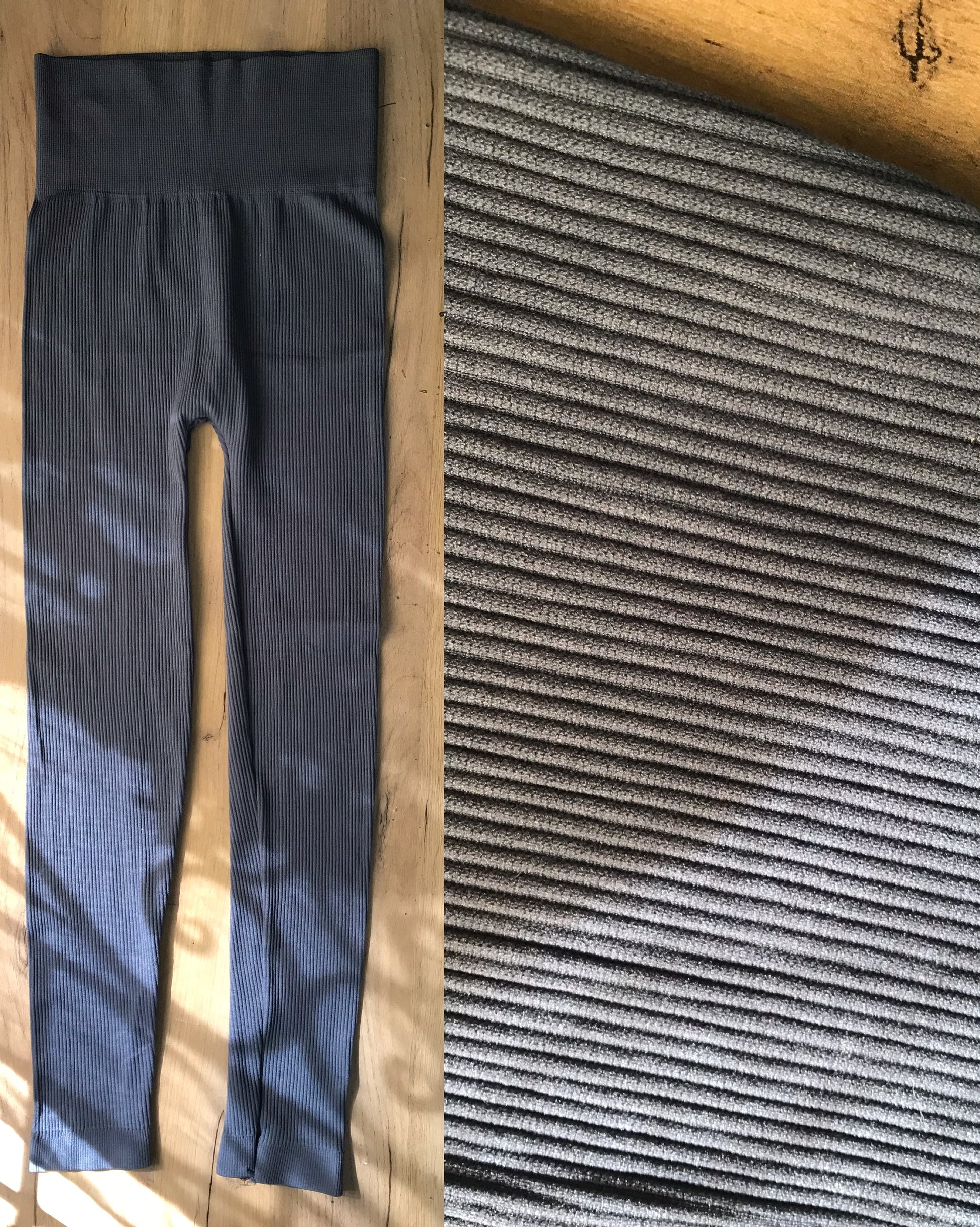 Grey ribbed leggings ::: 1 size