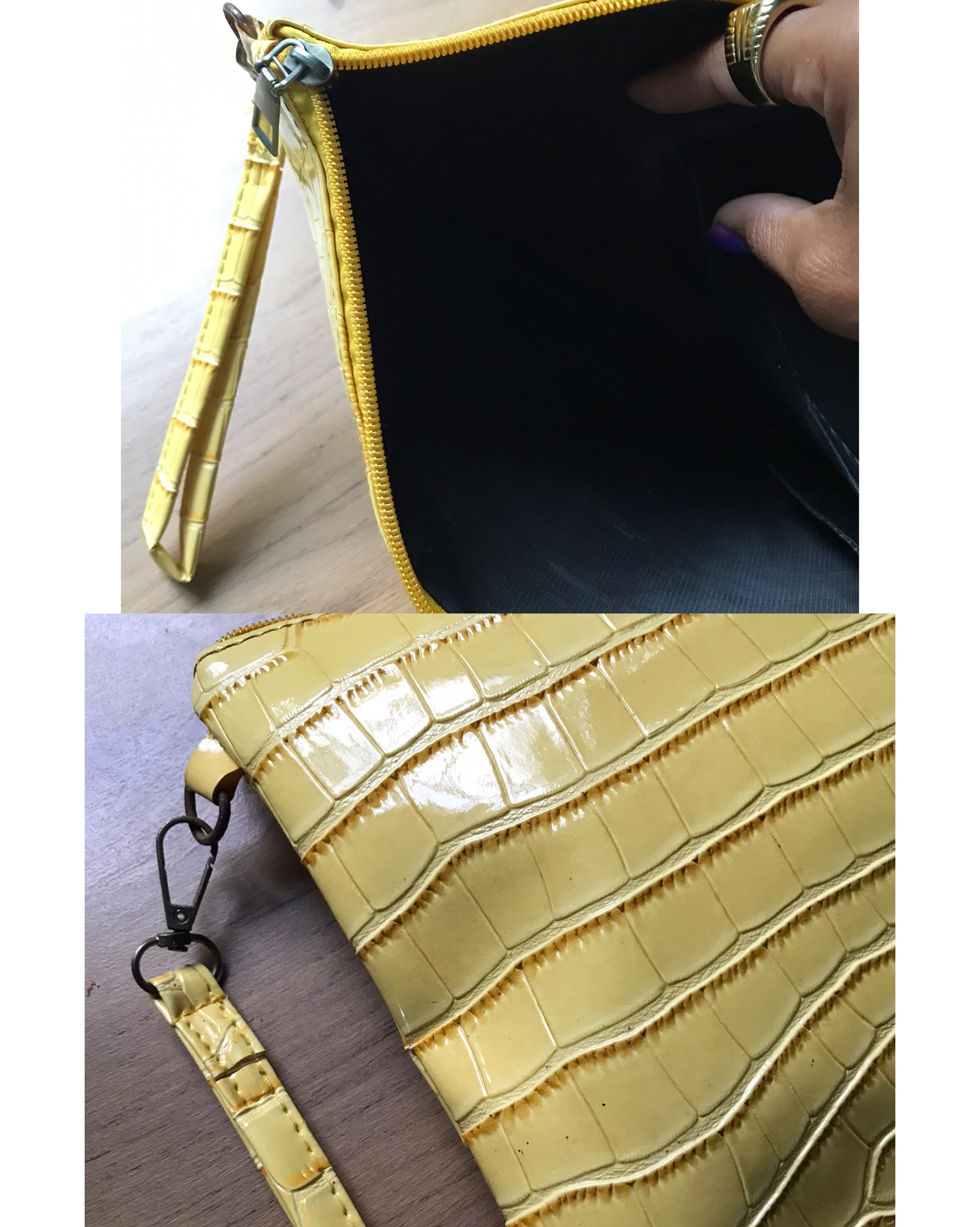 yellow snakeskin bag / clutch ***