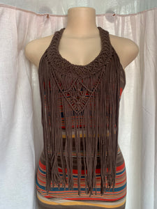 Brown tassle maxi dress /slll