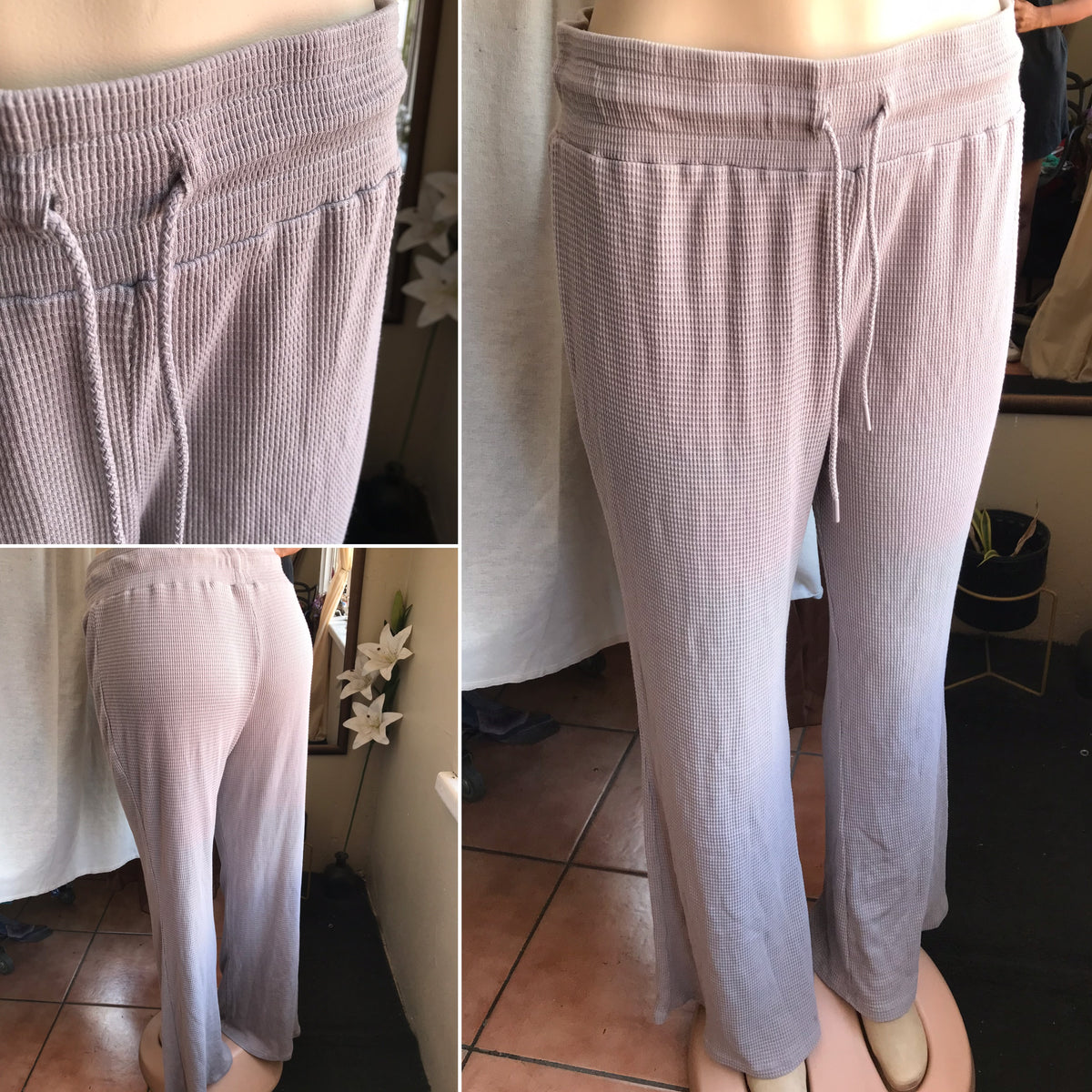 cotton blend cream texture draw string loose pants ::: M/L