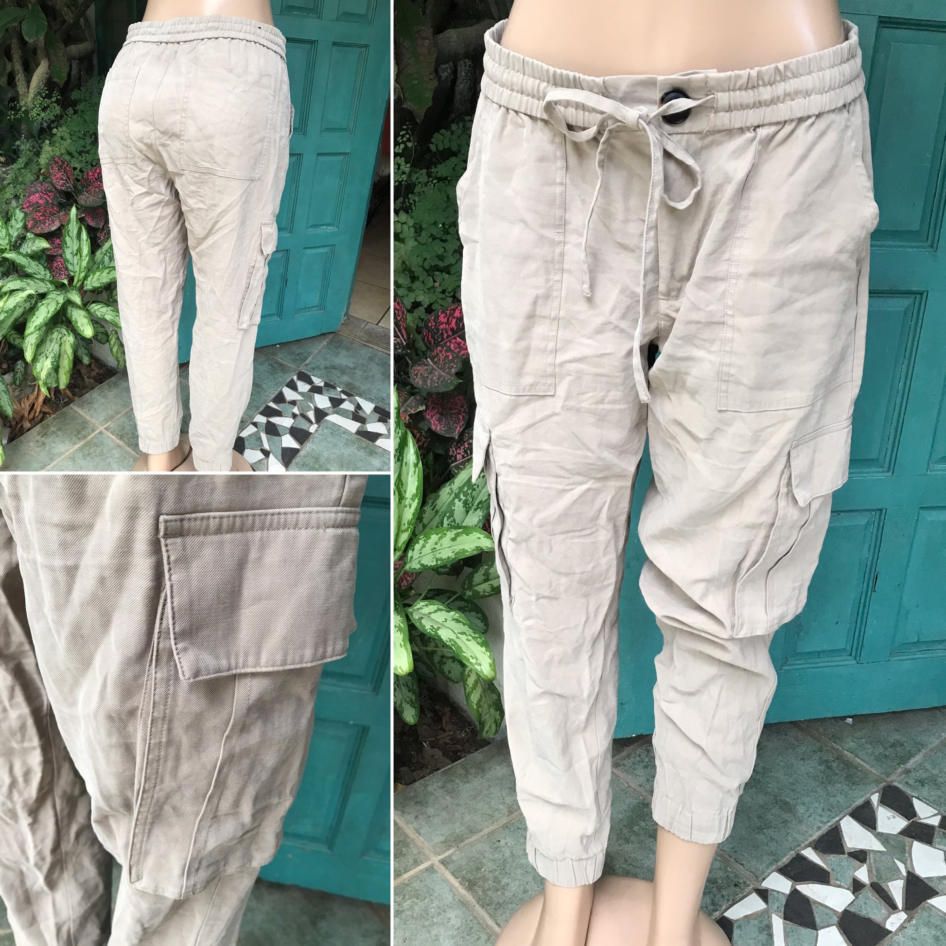 army green rayon cargo pants ::: m