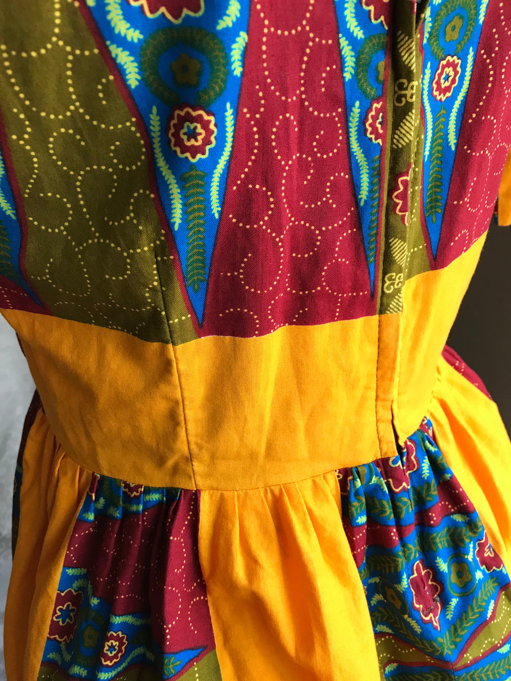 African mustard peplum blouse... size s/m