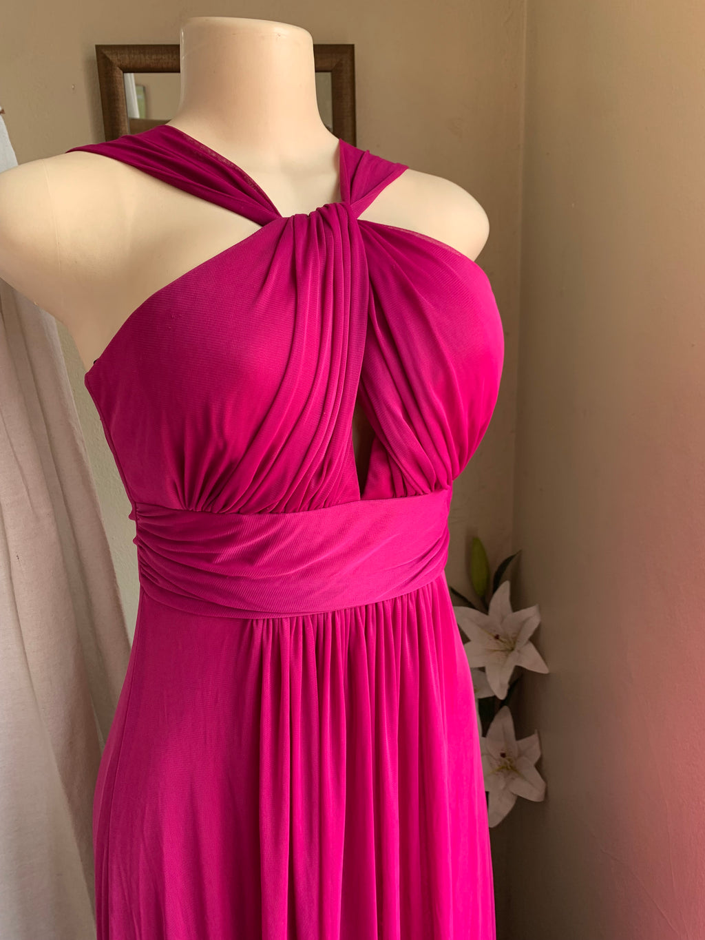 Magenta pink gown maxi dress M