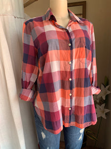 Cotton plaid button down shirt … L ,,,