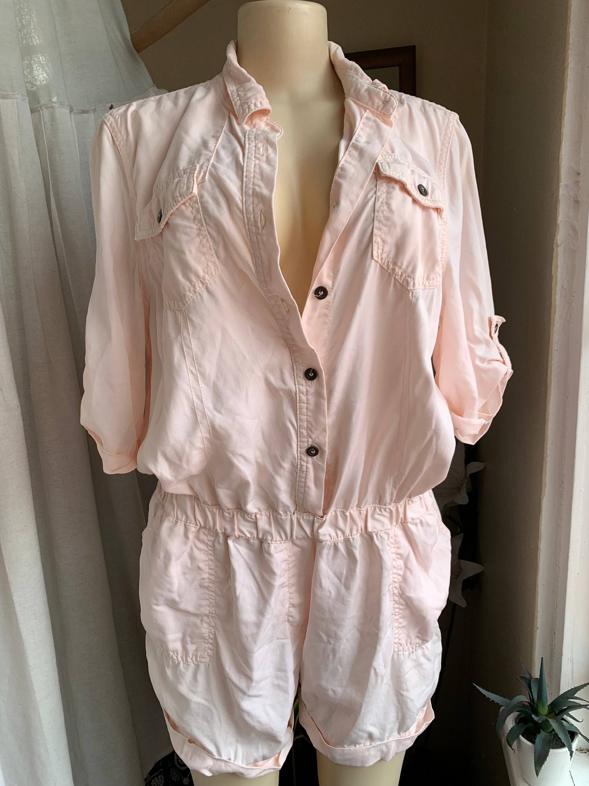 River island UK Soft pink button up romper,,, Organic ~~~ L ,,,
