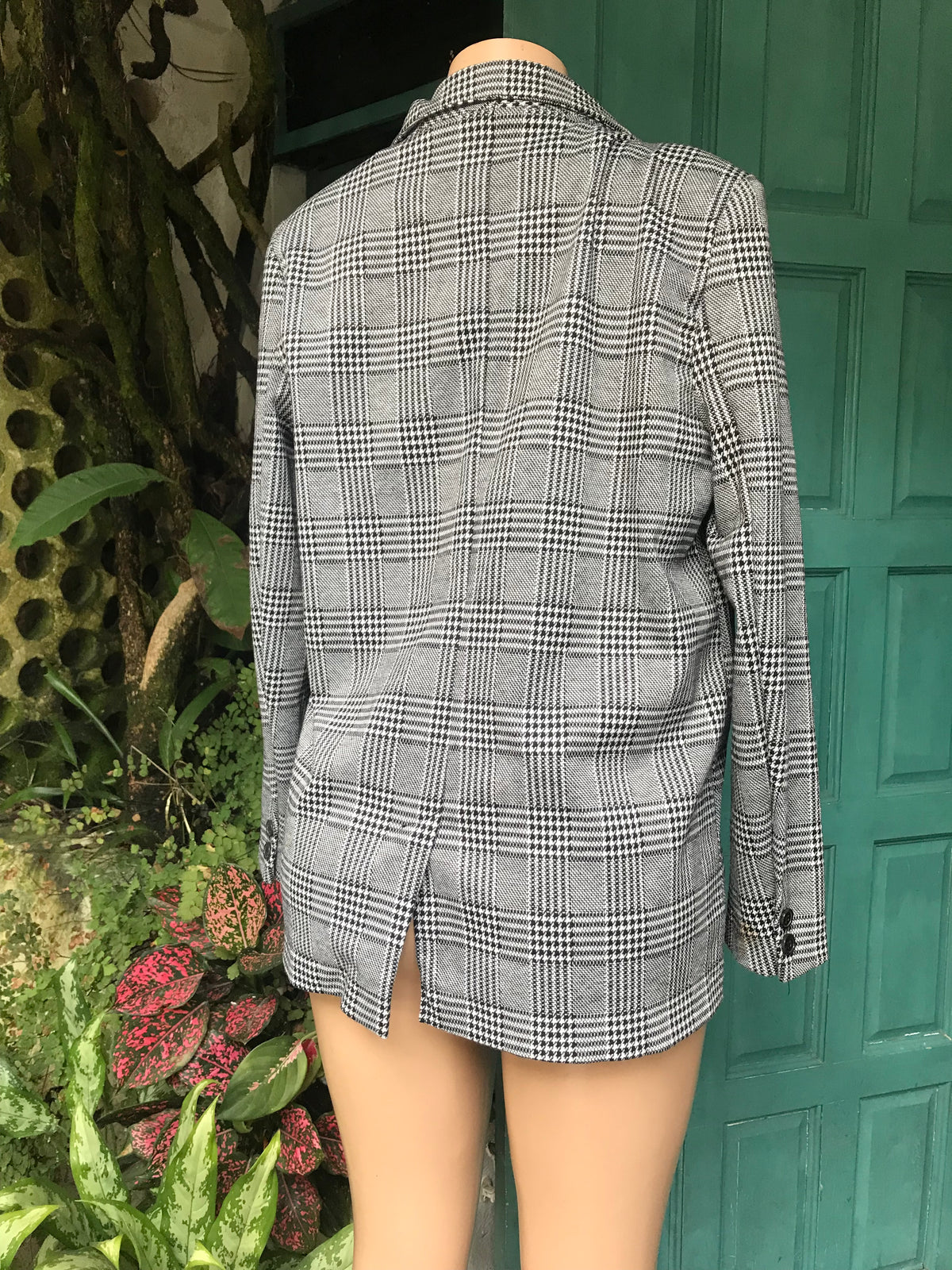 Vintage Houndstooth b&w blazer >>> M ^^^