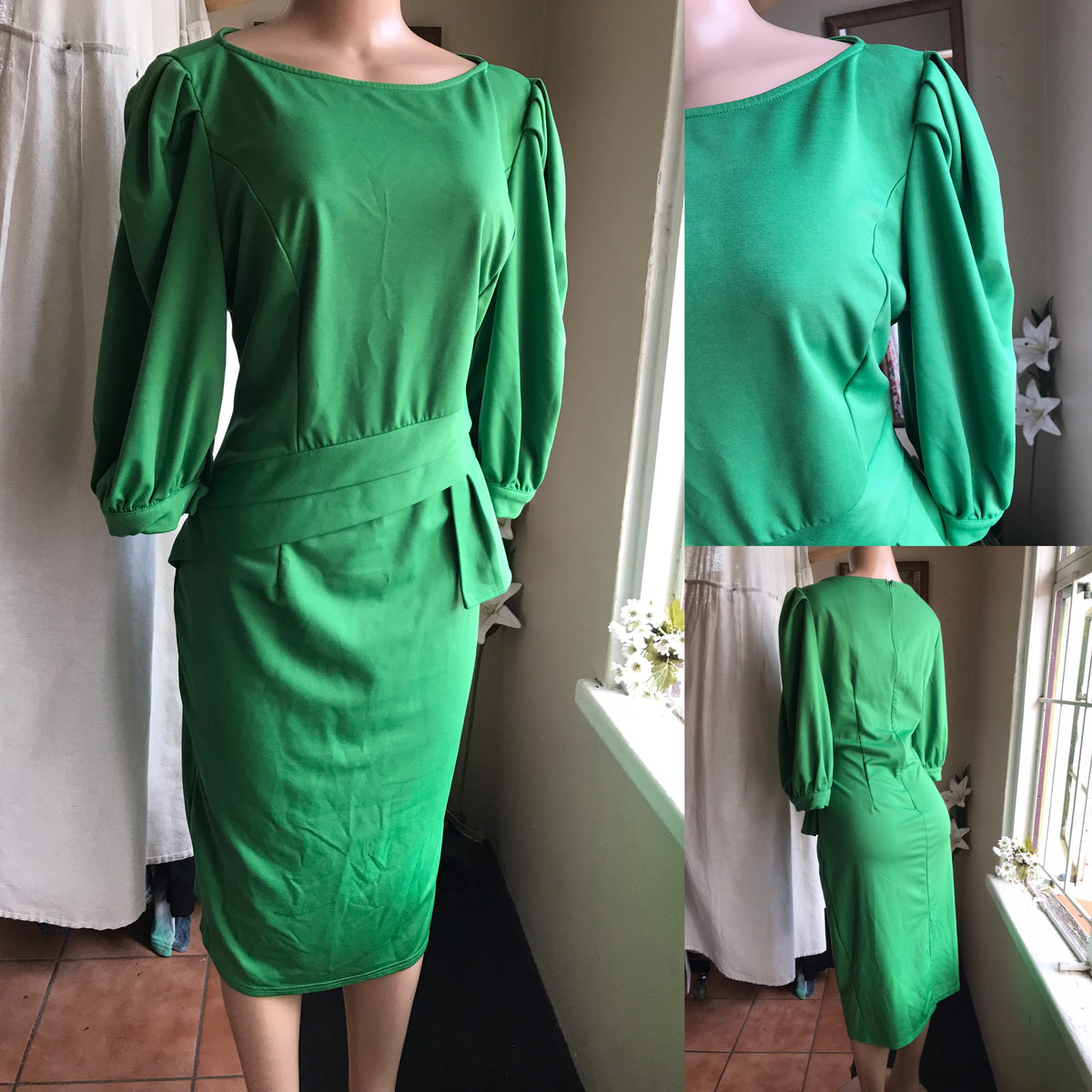 green professional dress with sash /xl: 2x