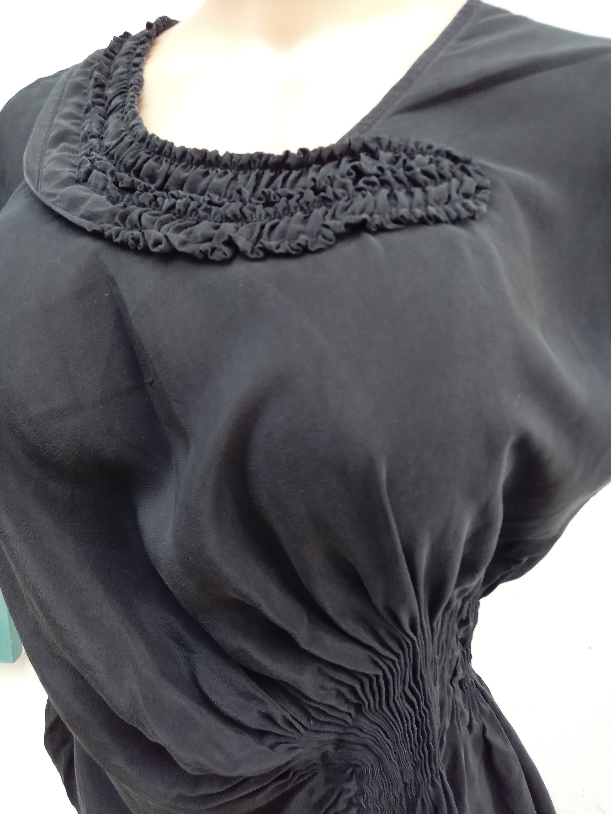 100% silk black Roche detail top ... s