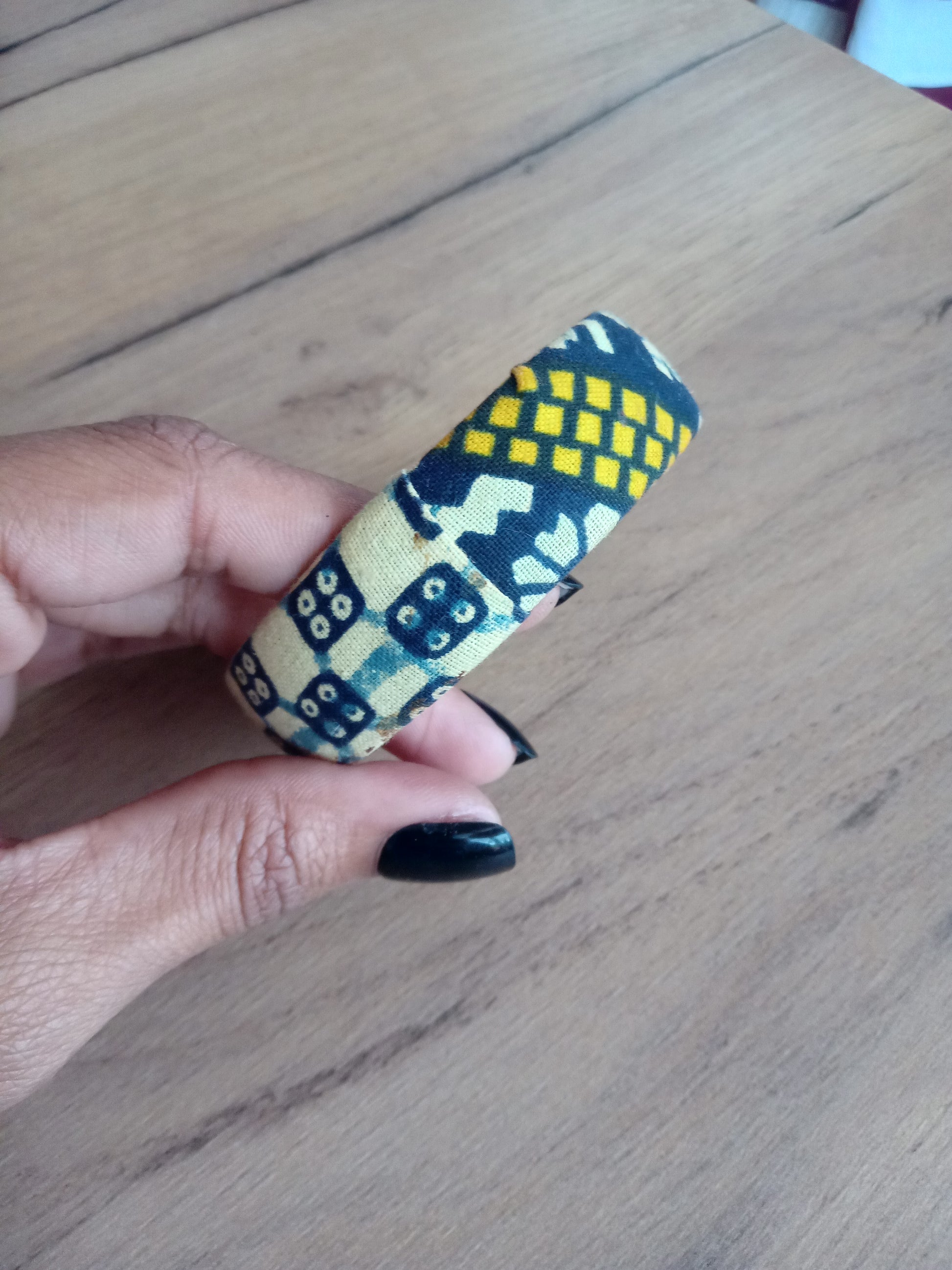 African fabric bangle *** cream