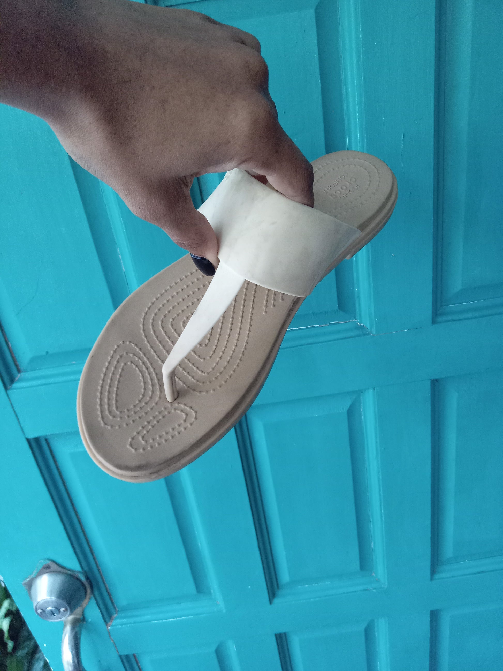 Cream crocs slippers /// size 10