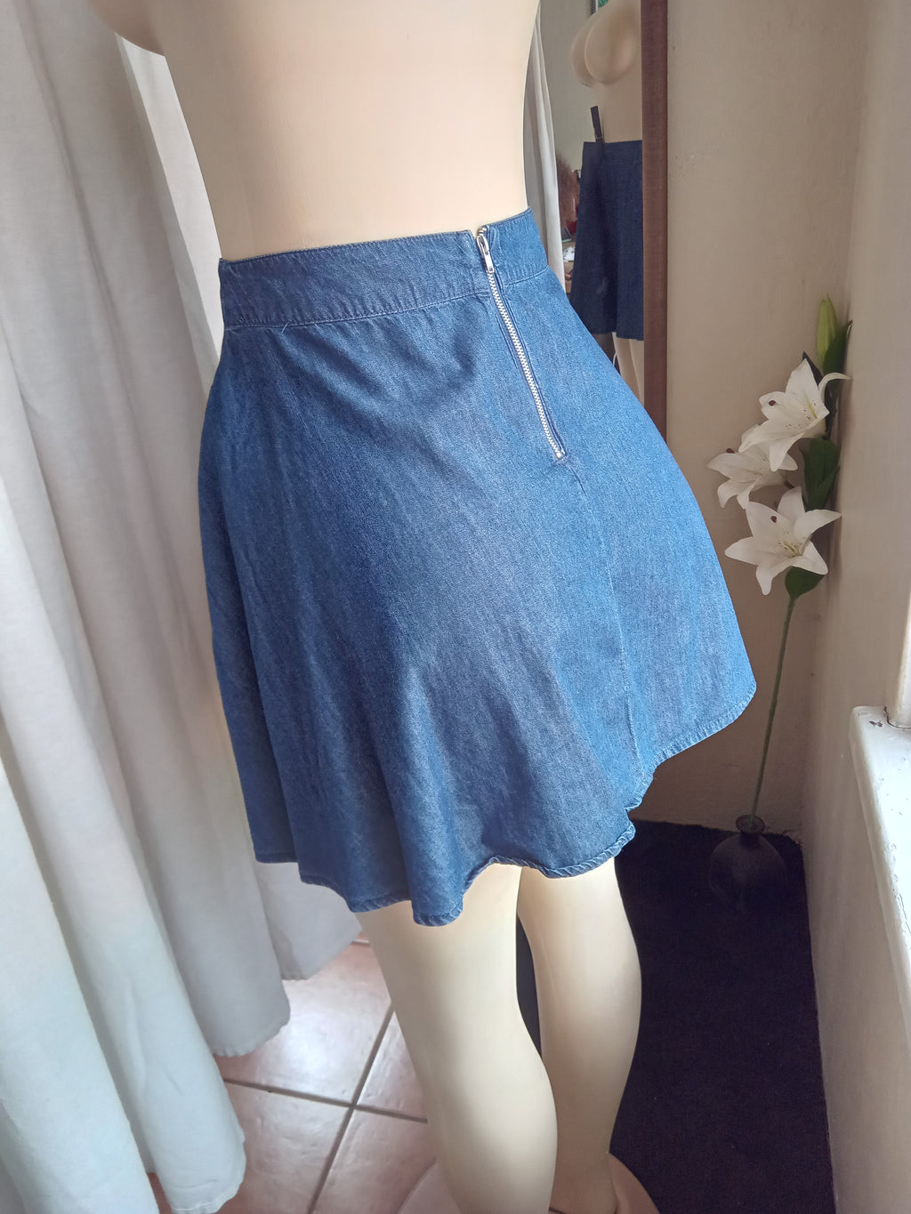 Forever 21 light denim circle skirt m