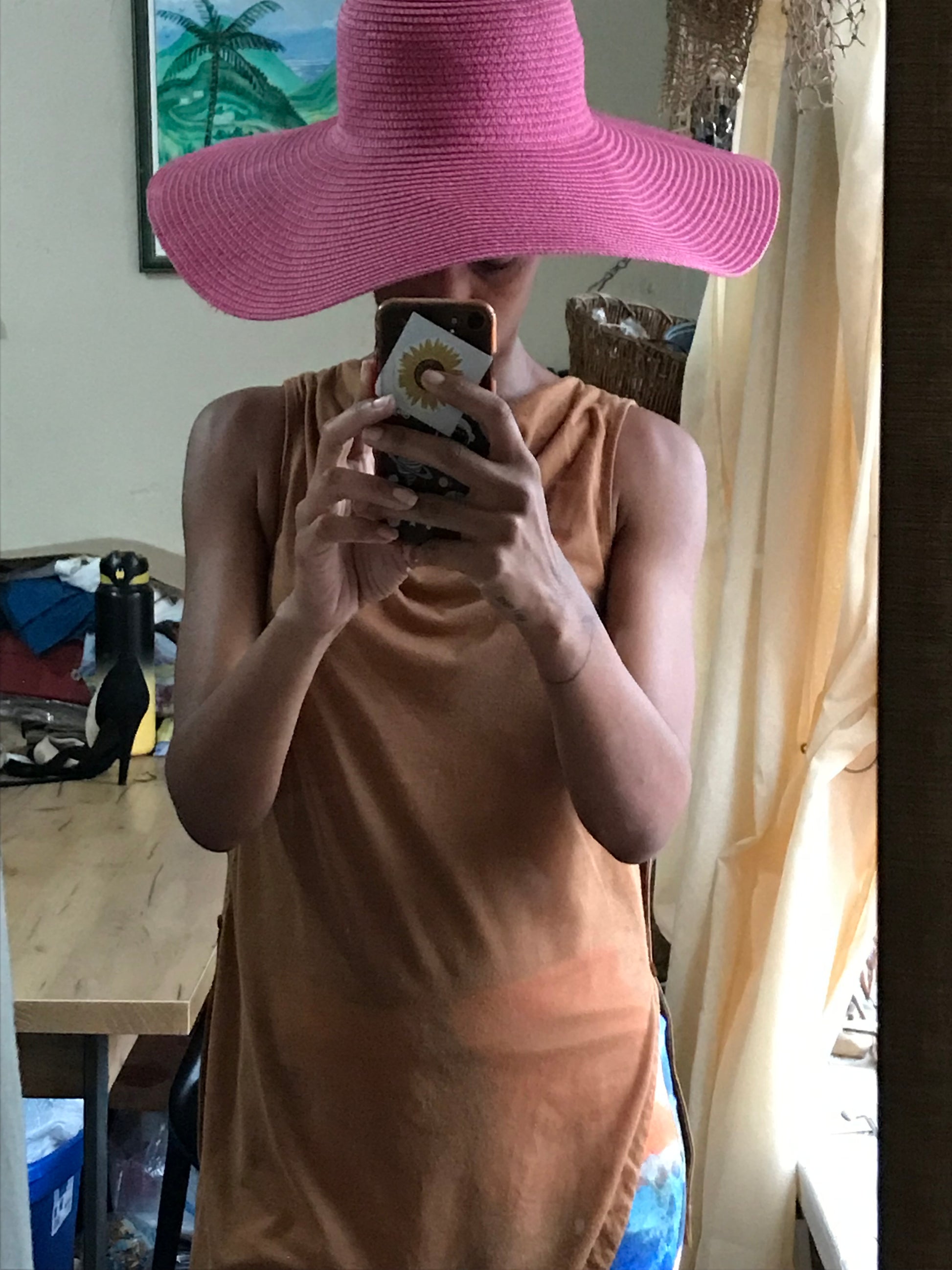 pink broad brim stush hat