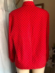 Vintage paisley design red shirt with hidden buttons