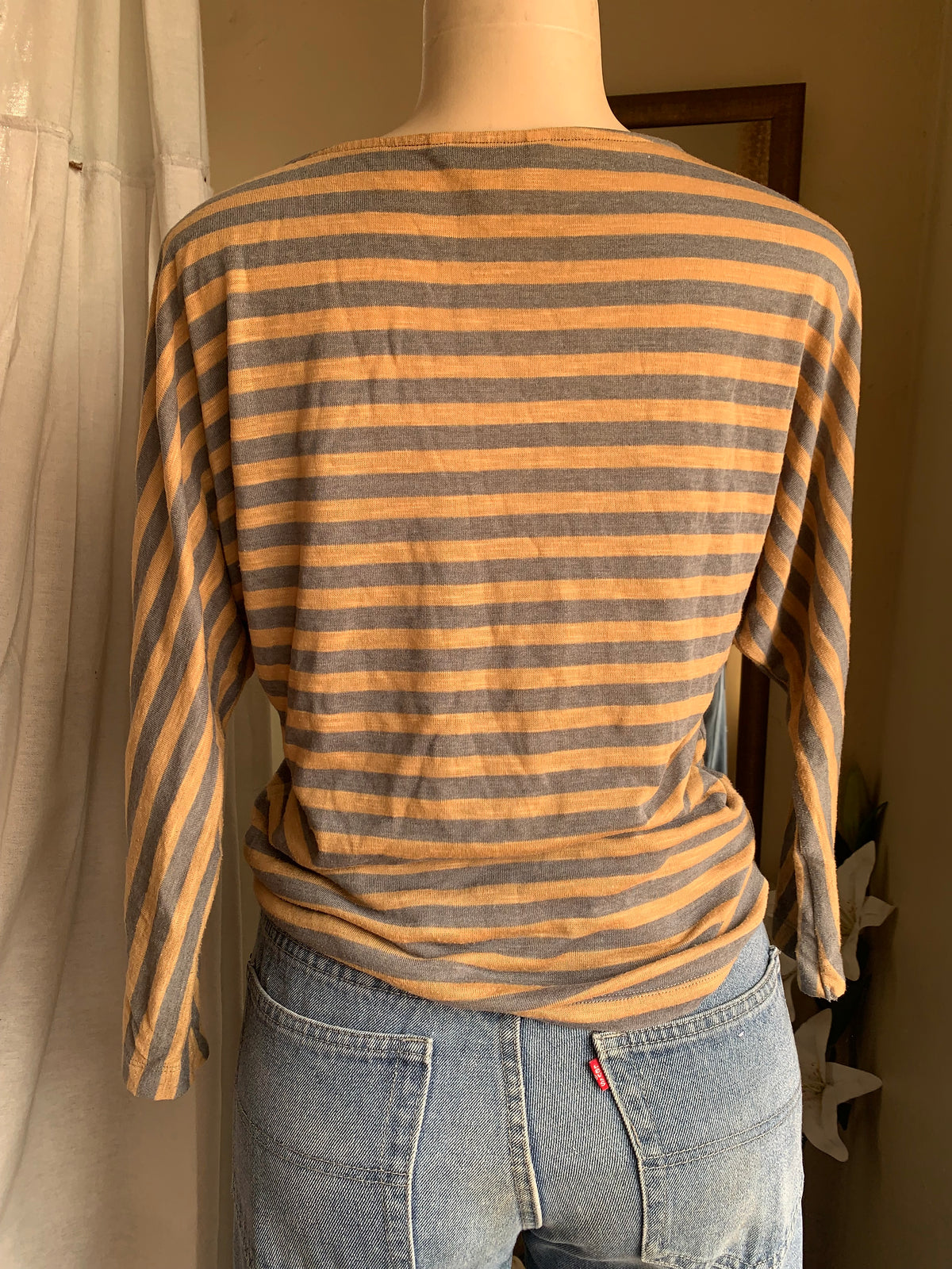 cream stripe long sleeve top … s