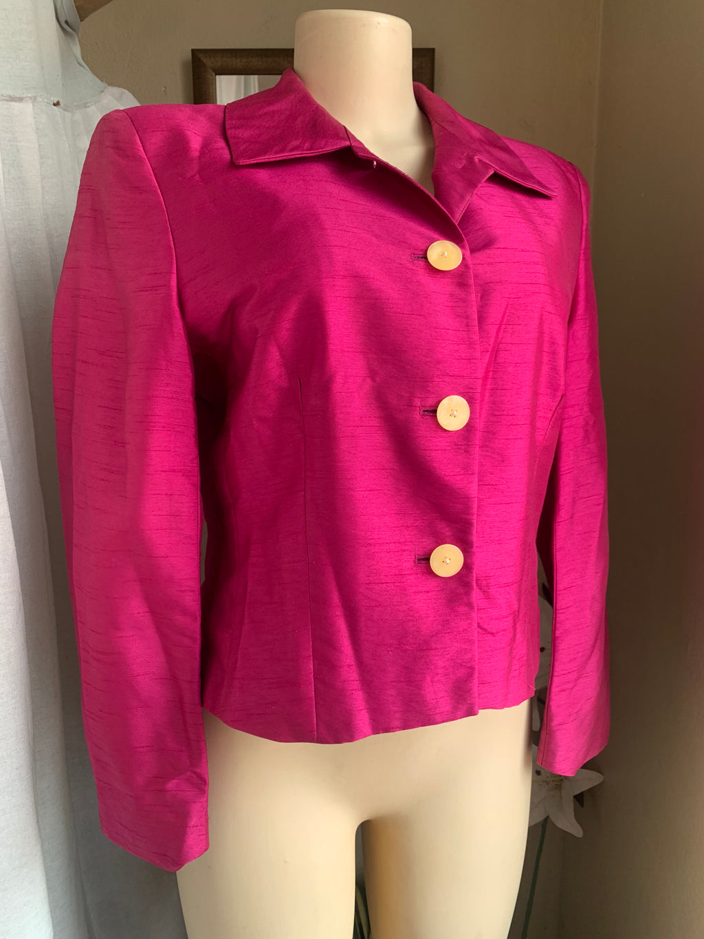 Hot Pink silk vintage metallic blazer >>> m/L