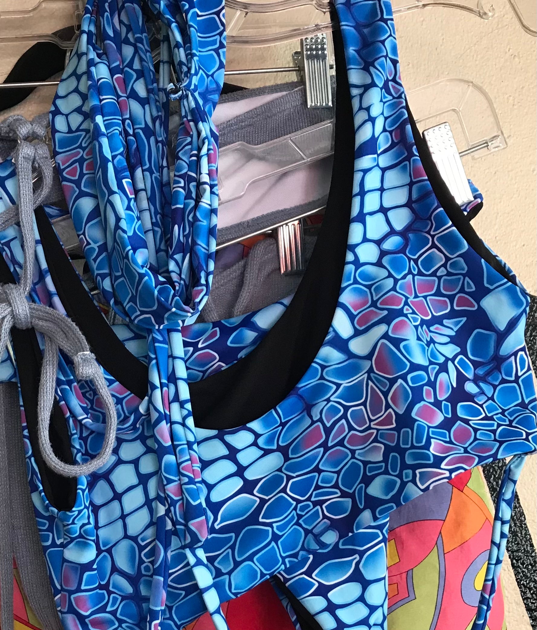 3 piece bikini set blue print headband