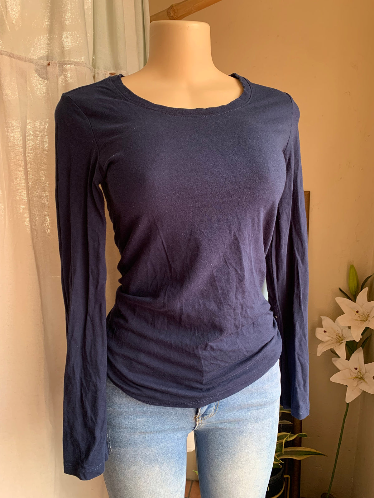 Navy Blue long sleeve tee … L