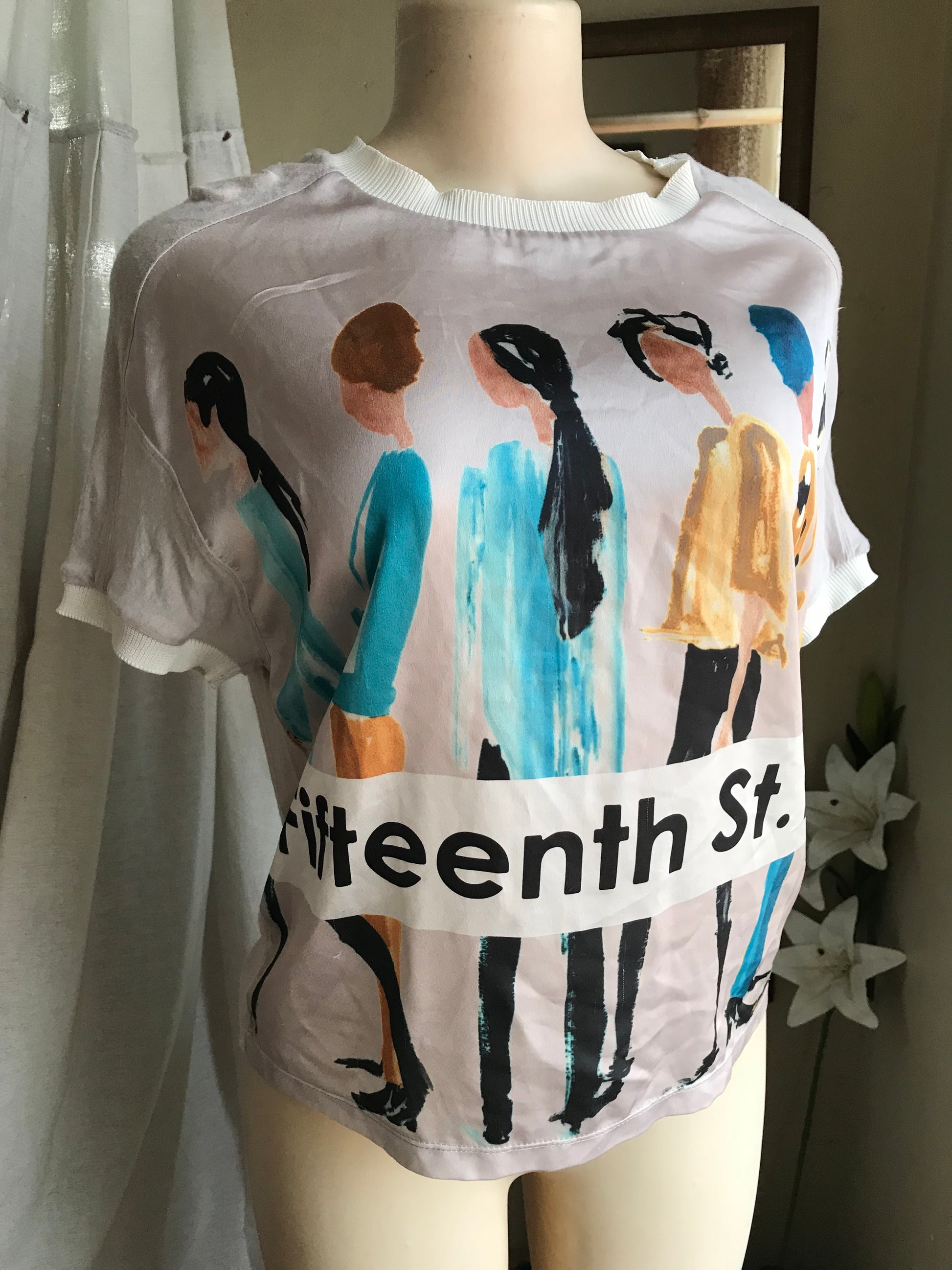 artsy people 'fifteeth st' silky tee grey ... s/m
