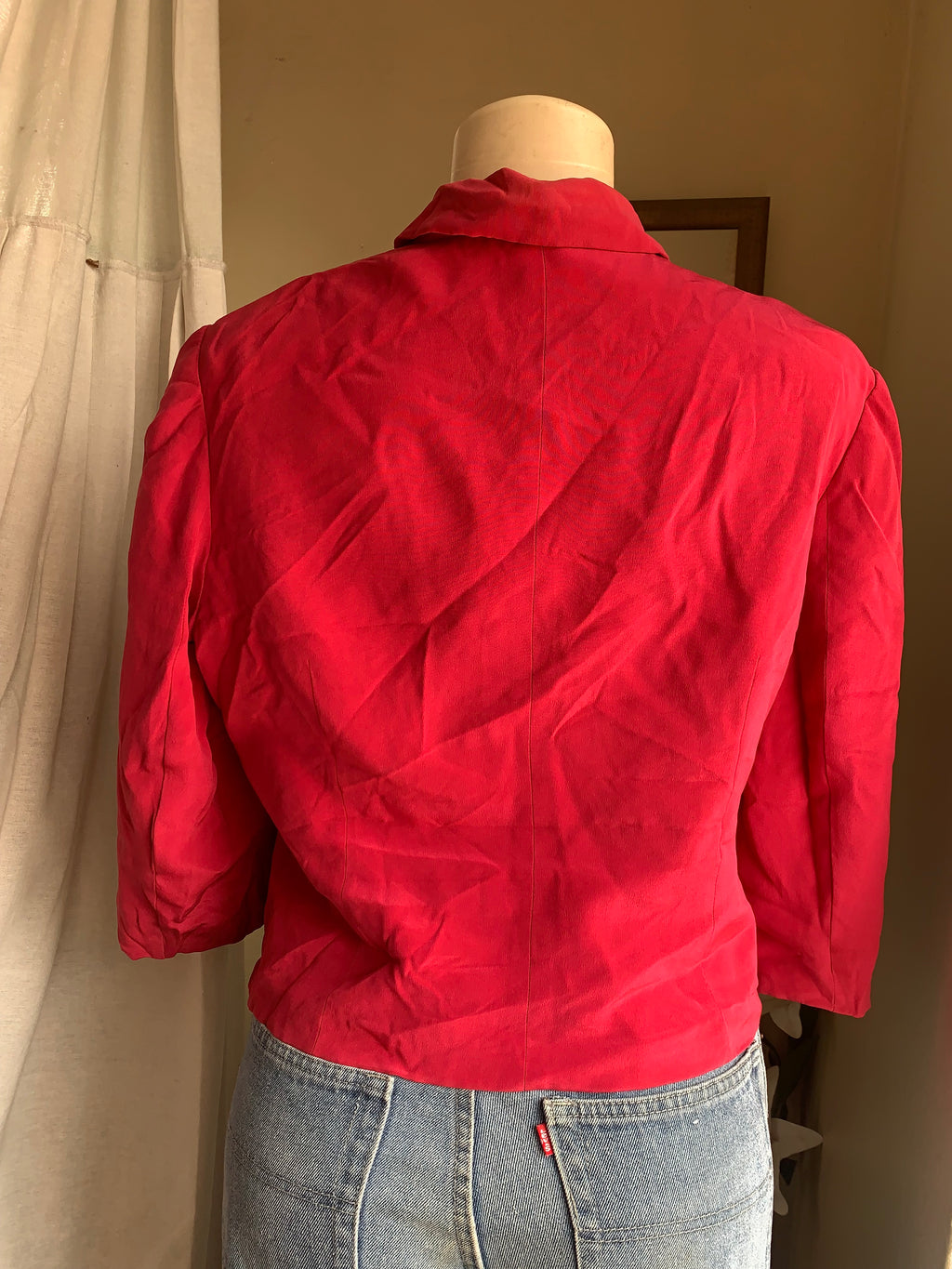 Pink 100% silk shirt vintage blazer >>> m/l ^^^