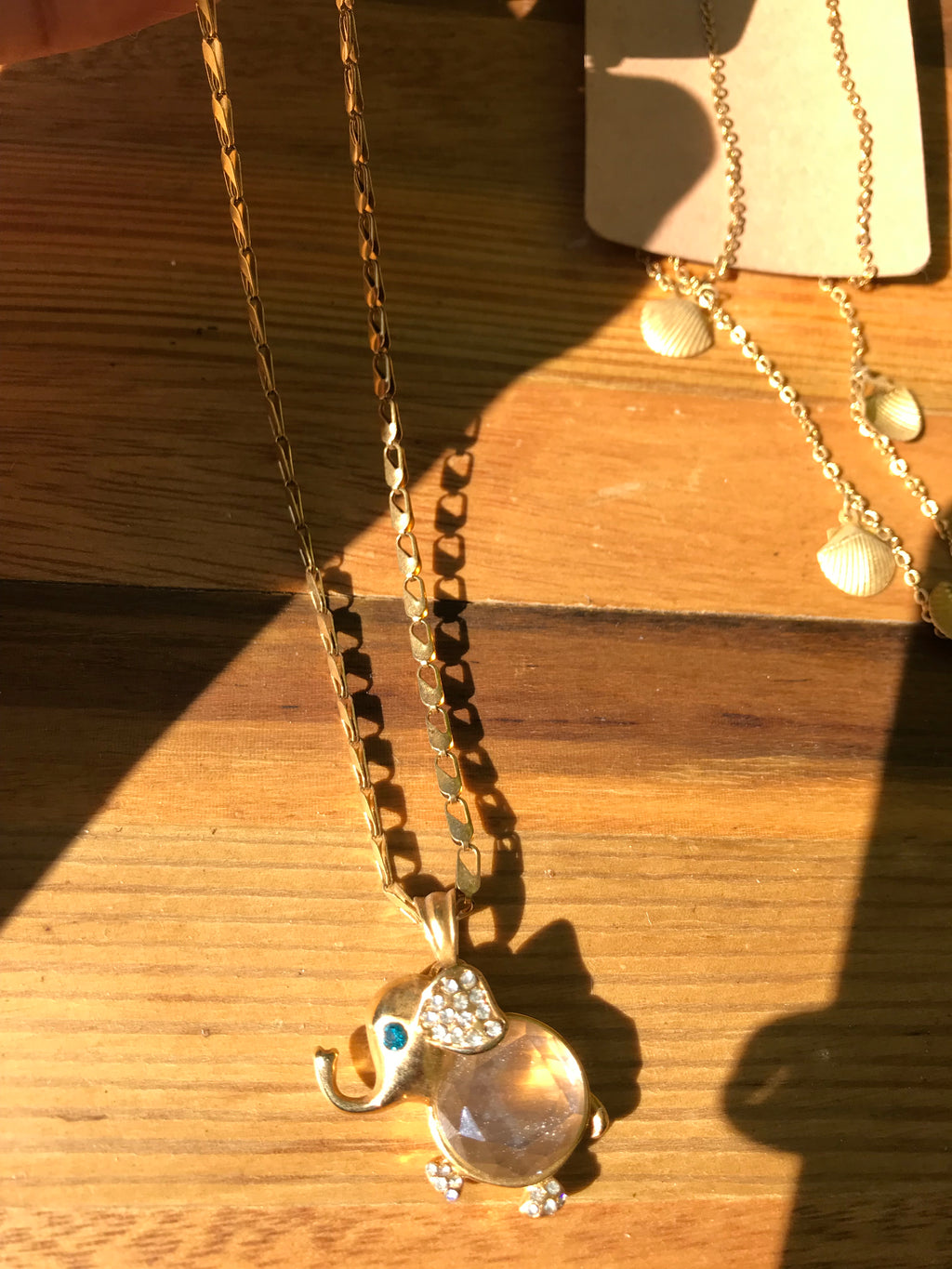 Gold Elephant necklace and earring set