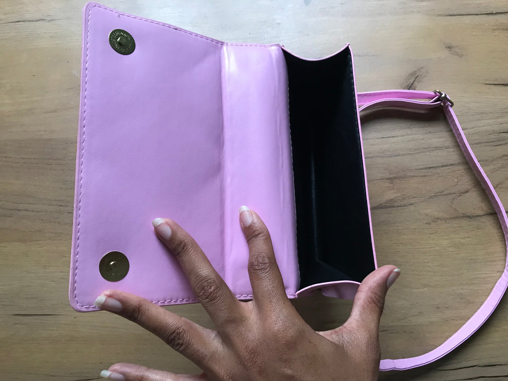 pink fluffy quilted crossbody fashion bag *** new