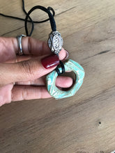 Load image into Gallery viewer, Long clay mint pendant necklace ***
