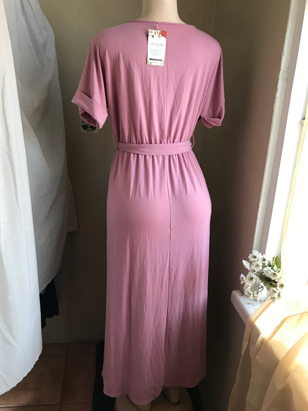 new tag blush midi dress stretchy wrap style m