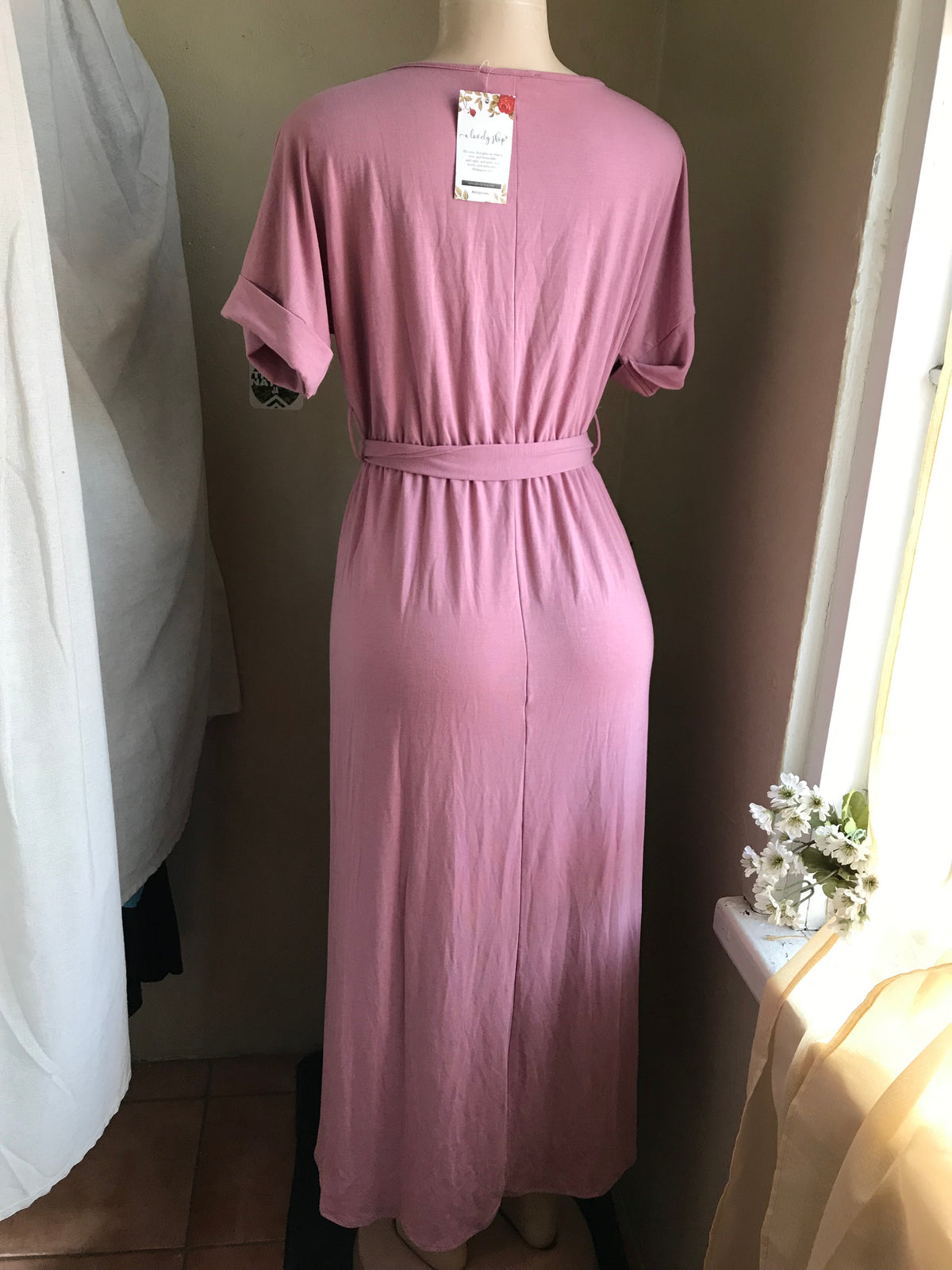 new tag blush midi dress stretchy wrap style m