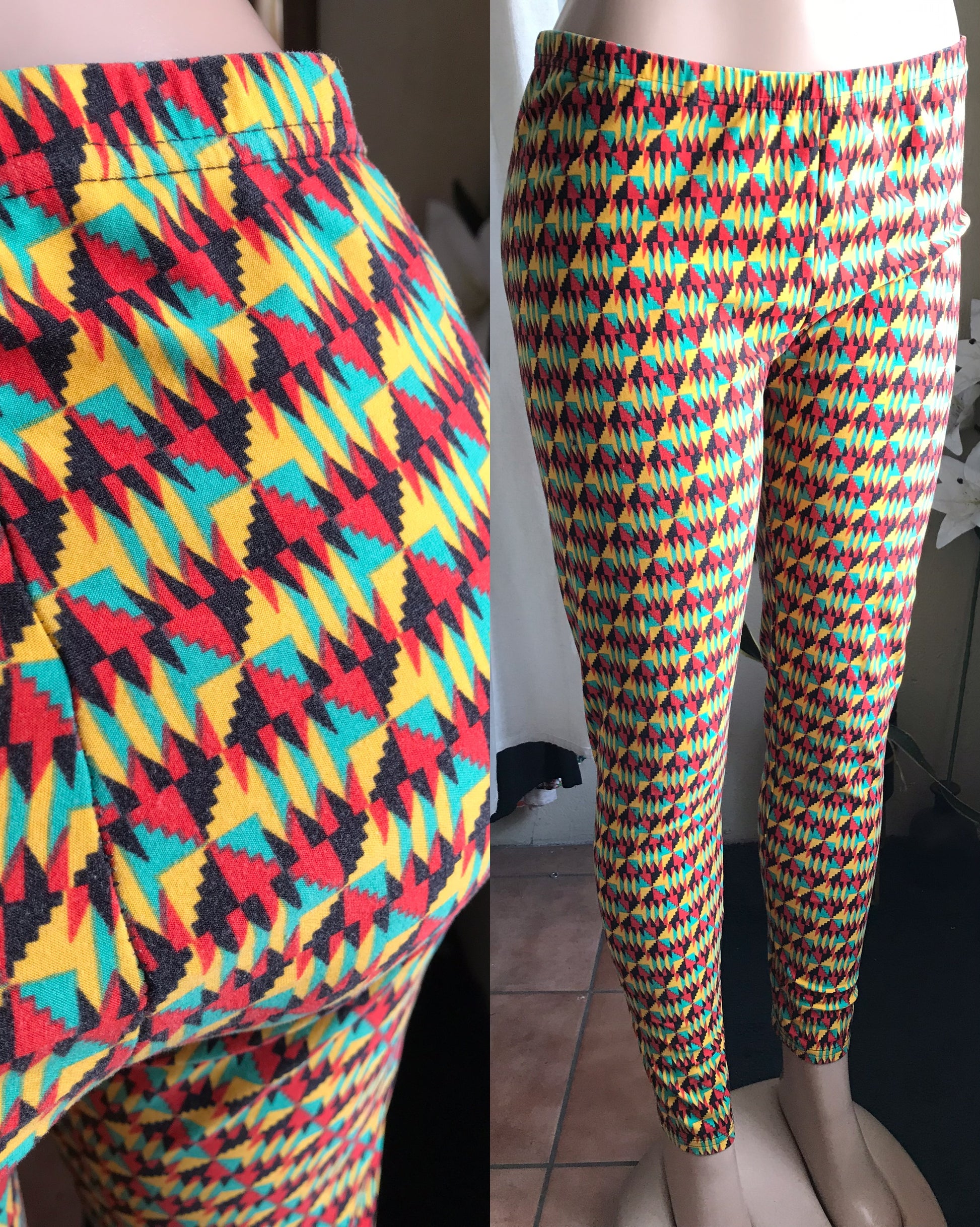 african print soft leggings ::: Large