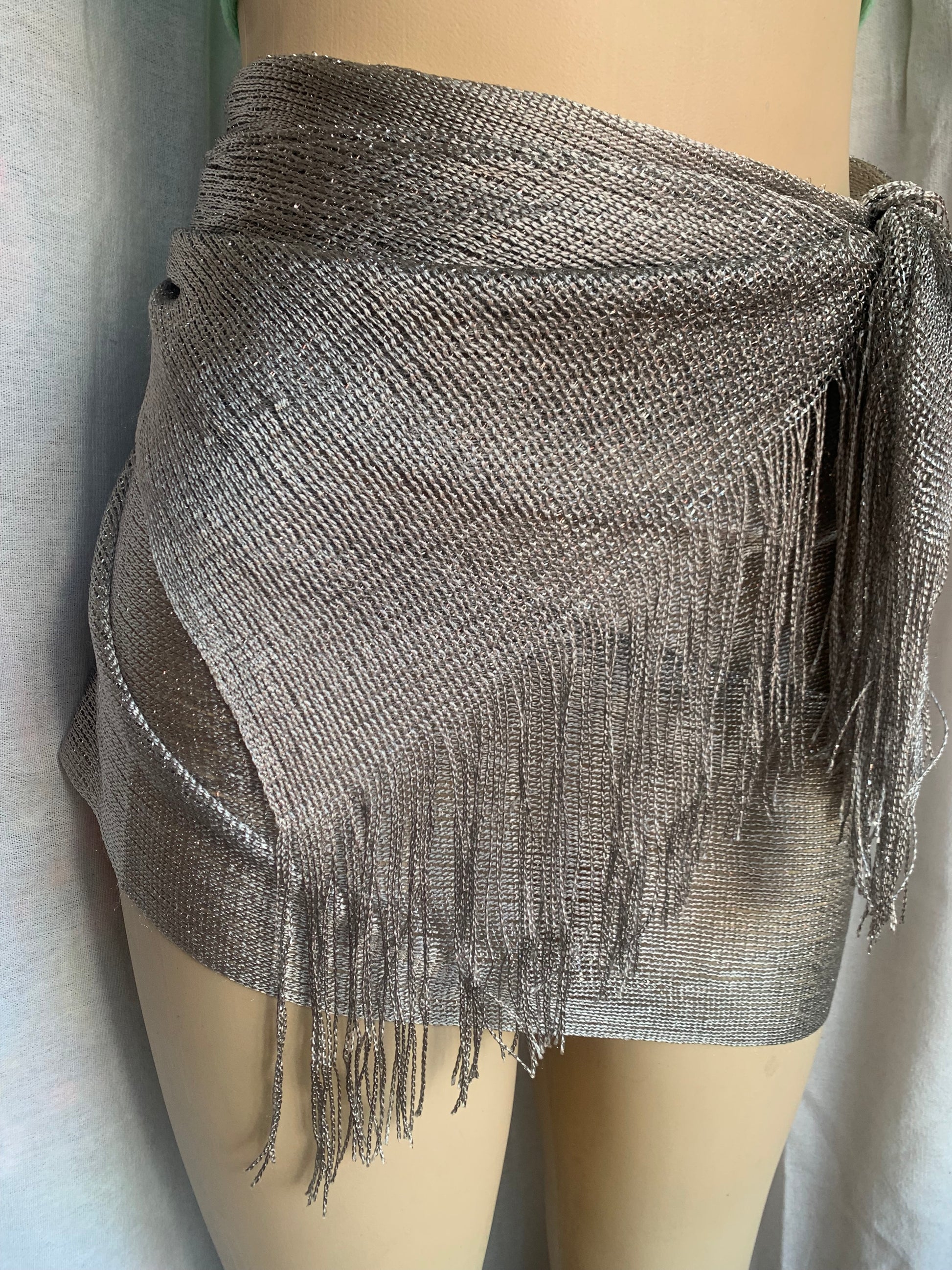 Silver tassel statement swim coverup. one size