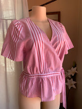 Load image into Gallery viewer, Pink varied stripes wrap blouse … M
