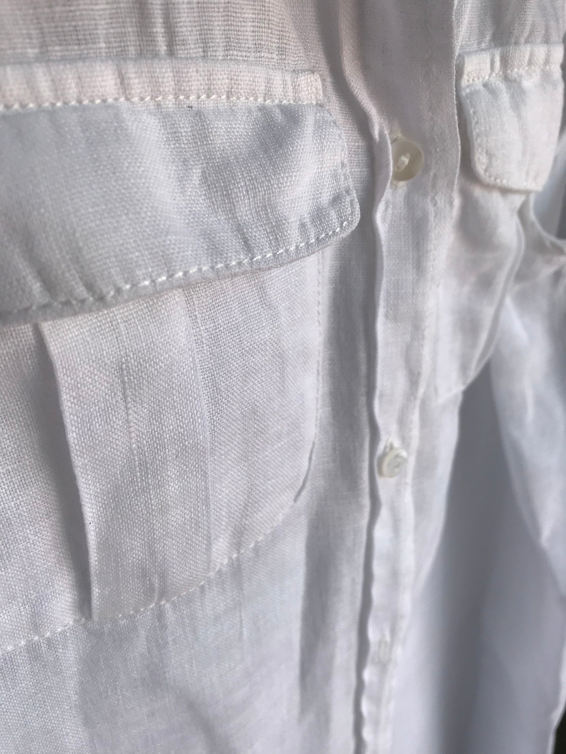 white organic shirt dress with pockets and waist tie s