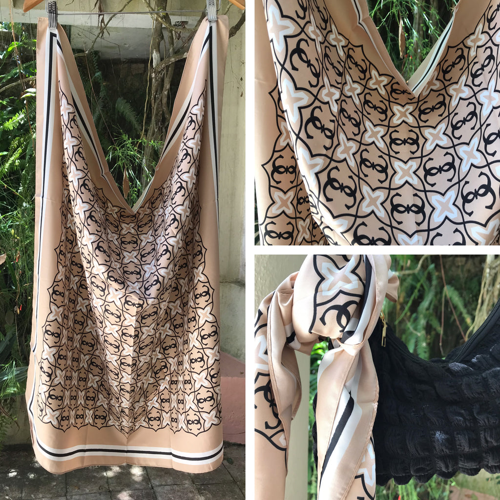 new large size silky scarfs for styling : head/bag/belt : colours vary