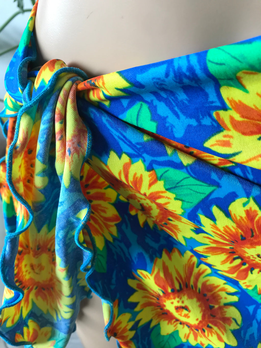 Vintage Sunflower swim wrap stretchy • One size