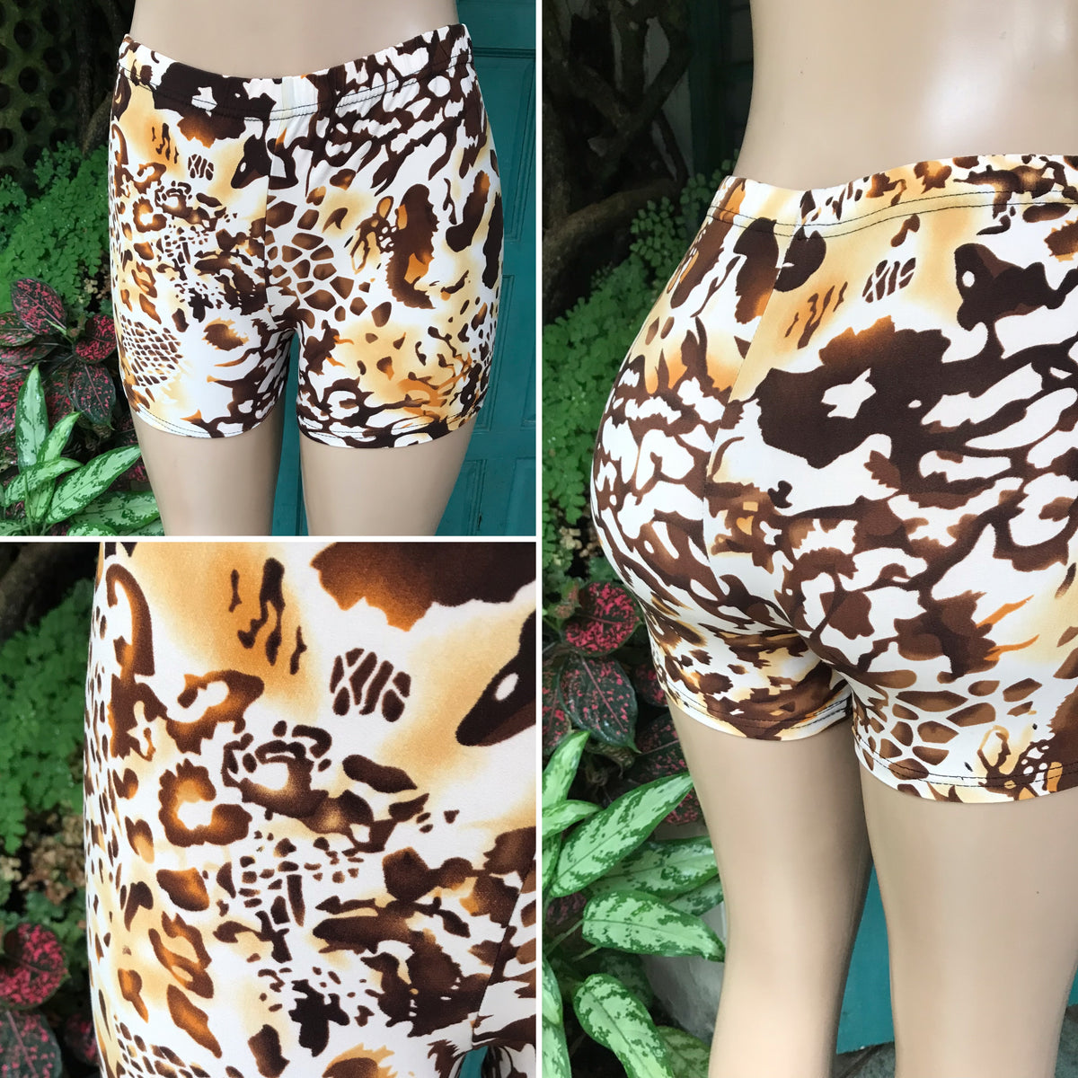 new cheetah cow print tights shorts soft ;;; one size fit most